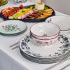 imageStone Lain Esme 12Piece Dinnerware Set Porcelain Plates and Bowls Set Dish Set for 4 Microwave and Dishwasher Safe GreenRed