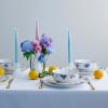 imageStone Lain Viola 12Piece Dinnerware Set Porcelain Plates and Bowls Set Dish Set for 4 Microwave and dishwasher Safe BlueBlue