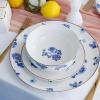 imageStone Lain Viola 12Piece Dinnerware Set Porcelain Plates and Bowls Set Dish Set for 4 Microwave and dishwasher Safe BlueBlue