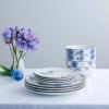 imageStone Lain Viola 12Piece Dinnerware Set Porcelain Plates and Bowls Set Dish Set for 4 Microwave and dishwasher Safe BlueBlue