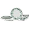 imageStone Lain Esme 12Piece Dinnerware Set Porcelain Plates and Bowls Set Dish Set for 4 Microwave and Dishwasher Safe GreenGreen
