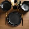 imageStone Lain Baskerville 16Piece Dinnerware Set Stoneware Borosilicate Glass GreenBlack