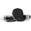 imageStone Lain Baskerville 16Piece Dinnerware Set Stoneware Borosilicate Glass GreenBlack