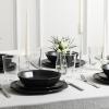 imageStone Lain Baskerville 16Piece Dinnerware Set Stoneware Borosilicate Glass GreenBlack