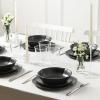 imageStone Lain Baskerville 16Piece Dinnerware Set Stoneware Borosilicate Glass GreenBlack