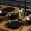 imageStone Lain Baskerville 16Piece Dinnerware Set Stoneware Borosilicate Glass GreenBlack