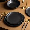 imageStone Lain Baskerville 16Piece Dinnerware Set Stoneware Borosilicate Glass GreenBlack