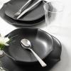 imageStone Lain Baskerville 16Piece Dinnerware Set Stoneware Borosilicate Glass GreenBlack