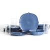 imageStone Lain Baskerville 16Piece Dinnerware Set Stoneware Borosilicate Glass GreenBlue
