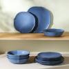 imageStone Lain Baskerville 16Piece Dinnerware Set Stoneware Borosilicate Glass GreenBlue