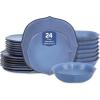 imageStone Lain Baskerville 16Piece Dinnerware Set Stoneware Borosilicate Glass GreenBlue