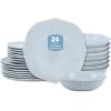 imageStone Lain Baskerville 16Piece Dinnerware Set Stoneware Borosilicate Glass GreenLight Blue