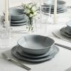 imageStone Lain Baskerville 16Piece Dinnerware Set Stoneware Borosilicate Glass GreenLight Blue