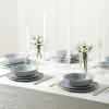 imageStone Lain Baskerville 16Piece Dinnerware Set Stoneware Borosilicate Glass GreenLight Blue