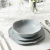 imageStone Lain Baskerville 16Piece Dinnerware Set Stoneware Borosilicate Glass GreenLight Blue