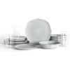 imageStone Lain Baskerville 16Piece Dinnerware Set Stoneware Borosilicate Glass GreenLight Blue