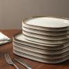 imageStone Lain Cairo 12Piece Dinnerware Set Stoneware Plates and Bowls Set Microwave and Dishwasher Safe Includes Dinner and Salad Plates Cereal Bowls Dishes for 4 SandGray