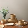 imageStone Lain Cairo 12Piece Dinnerware Set Stoneware Plates and Bowls Set Microwave and Dishwasher Safe Includes Dinner and Salad Plates Cereal Bowls Dishes for 4 SandSand
