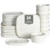 imageStone Lain Cairo 12Piece Dinnerware Set Stoneware Plates and Bowls Set Microwave and Dishwasher Safe Includes Dinner and Salad Plates Cereal Bowls Dishes for 4 SandWhite Speckled