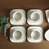 imageStone Lain Cairo 12Piece Dinnerware Set Stoneware Plates and Bowls Set Microwave and Dishwasher Safe Includes Dinner and Salad Plates Cereal Bowls Dishes for 4 SandWhite Speckled