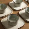 imageStone Lain Cairo 12Piece Dinnerware Set Stoneware Plates and Bowls Set Microwave and Dishwasher Safe Includes Dinner and Salad Plates Cereal Bowls Dishes for 4 SandGray