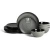 imageStone Lain Dua 16Piece Dinnerware Set Stoneware Borosilicate Glass WhiteBlack