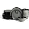 imageStone Lain Dua 16Piece Dinnerware Set Stoneware Borosilicate Glass WhiteBlack