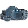 imageStone Lain Mirella 32Piece Dinnerware Set Stoneware Borosilicate Glass BeigeBlue