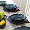 imageStone Lain Mirella 32Piece Dinnerware Set Stoneware Borosilicate Glass BeigeBlue