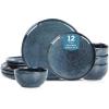 imageStone Lain Mirella 32Piece Dinnerware Set Stoneware Borosilicate Glass BeigeBlue