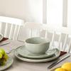 imageStone Lain Mirella 32Piece Dinnerware Set Stoneware Borosilicate Glass BeigeLight Green