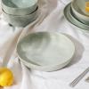 imageStone Lain Mirella 32Piece Dinnerware Set Stoneware Borosilicate Glass BeigeLight Green