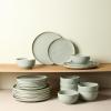 imageStone Lain Mirella 32Piece Dinnerware Set Stoneware Borosilicate Glass BeigeLight Green
