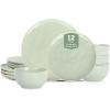 imageStone Lain Mirella 32Piece Dinnerware Set Stoneware Borosilicate Glass BeigeLight Green