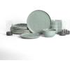 imageStone Lain Mirella 32Piece Dinnerware Set Stoneware Borosilicate Glass BeigeLight Green