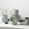 imageStone Lain Mirella 32Piece Dinnerware Set Stoneware Borosilicate Glass BeigeLight Green