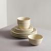 imageStone Lain Zen Stoneware 12Piece Dinnerware Set Service for 4 Beige Includes Salad  Dinner Plates ampamp Bowls Textured Sand Finish Microwave ampamp Dishwasher SafeBeige