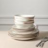 imageStone Lain Zen Stoneware 12Piece Dinnerware Set Service for 4 Beige Includes Salad  Dinner Plates ampamp Bowls Textured Sand Finish Microwave ampamp Dishwasher SafeWhite w Brown Rim
