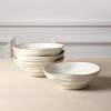 imageStone Lain Zen Stoneware 12Piece Dinnerware Set Service for 4 Beige Includes Salad  Dinner Plates ampamp Bowls Textured Sand Finish Microwave ampamp Dishwasher SafeWhite w Brown Rim