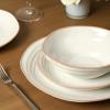 imageStone Lain Zen Stoneware 12Piece Dinnerware Set Service for 4 Beige Includes Salad  Dinner Plates ampamp Bowls Textured Sand Finish Microwave ampamp Dishwasher SafeWhite w Brown Rim