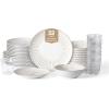 imageStone Lain Zen Stoneware 12Piece Dinnerware Set Service for 4 Beige Includes Salad  Dinner Plates ampamp Bowls Textured Sand Finish Microwave ampamp Dishwasher SafeWhite