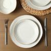 imageStone Lain Zen Stoneware 12Piece Dinnerware Set Service for 4 Beige Includes Salad  Dinner Plates ampamp Bowls Textured Sand Finish Microwave ampamp Dishwasher SafeWhite w Brown Rim