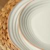 imageStone Lain Zen Stoneware 12Piece Dinnerware Set Service for 4 Beige Includes Salad  Dinner Plates ampamp Bowls Textured Sand Finish Microwave ampamp Dishwasher SafeWhite w Brown Rim