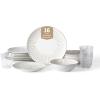 imageStone Lain Zen Stoneware 12Piece Dinnerware Set Service for 4 Beige Includes Salad  Dinner Plates ampamp Bowls Textured Sand Finish Microwave ampamp Dishwasher SafeWhite