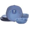 imageStone Lain Baskerville 16Piece Dinnerware Set Stoneware Borosilicate Glass GreenBlue
