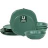 imageStone Lain Baskerville 16Piece Dinnerware Set Stoneware Borosilicate Glass GreenGreen