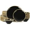 imageChristian Siriano Akoya Porcelain Dinnerware Set 12Piece  Dish Set for 4 Plates and Bowls Set White and GoldBlack