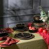 imageChristian Siriano Akoya Porcelain Dinnerware Set 12Piece  Dish Set for 4 Plates and Bowls Set White and GoldBlack