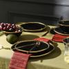 imageChristian Siriano Akoya Porcelain Dinnerware Set 12Piece  Dish Set for 4 Plates and Bowls Set White and GoldBlack