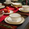imageChristian Siriano Akoya Porcelain Dinnerware Set 12Piece  Dish Set for 4 Plates and Bowls Set White and GoldWhite